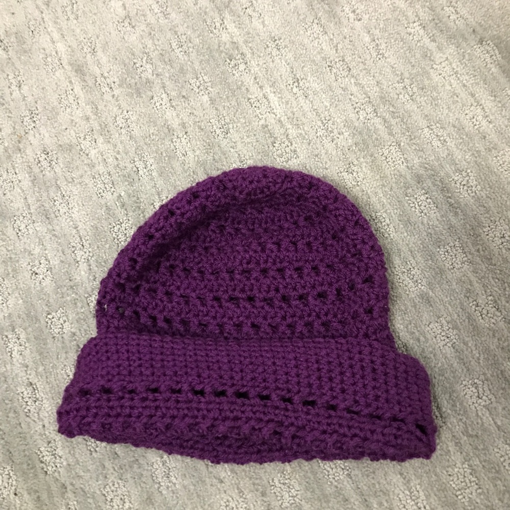 Purple winter knit hat beanie